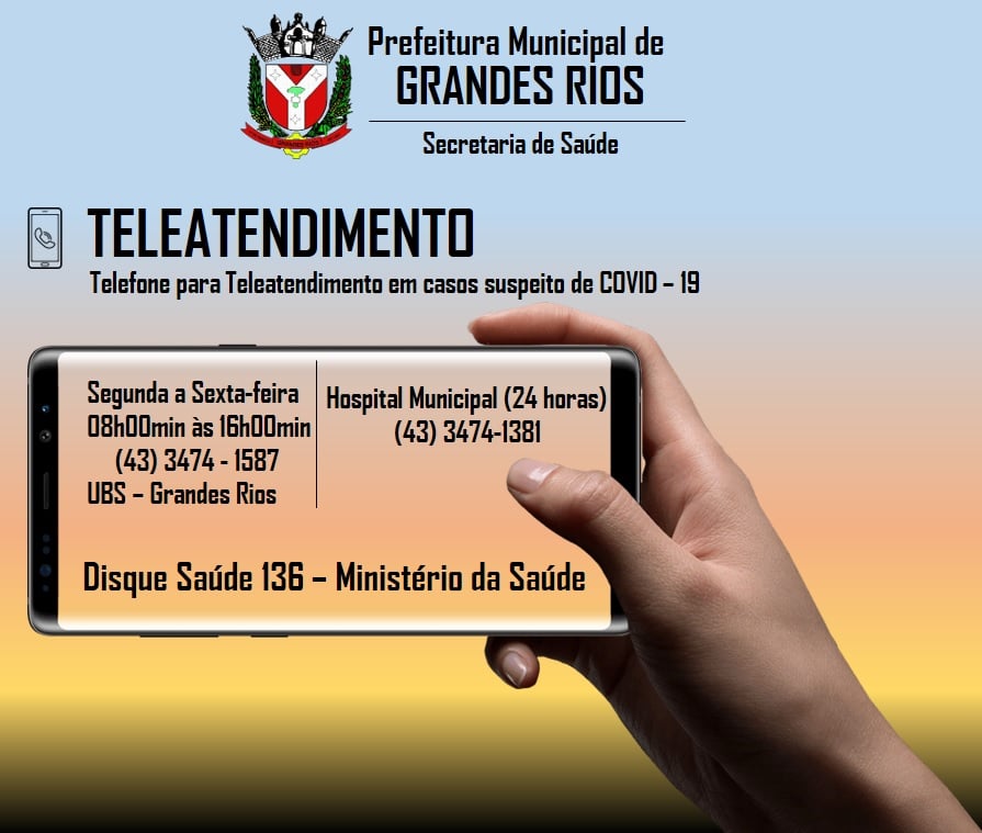 Telefone para teleatendimento de casos suspeitos de COVID-19