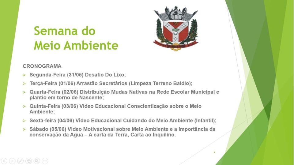 Cronograma de atividades da Semana do Meio Ambiente em Grandes Rios