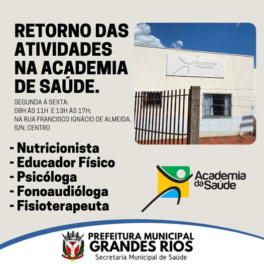 RETORNO DAS ATIVIDADES NA ACADEMIA DE SAÚDE