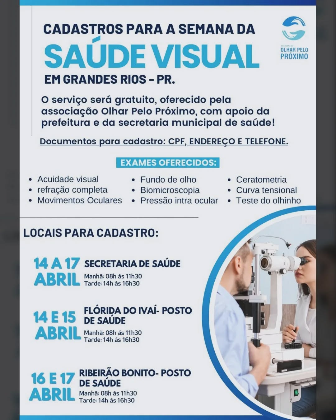 Cadastros para a semana da Saúde Visual