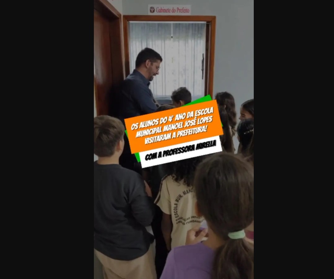 Os Alunos do 4º ano da Escola Municipal Manoel José Lopes visitam a Prefeitura Municipal de Grandes Rios
