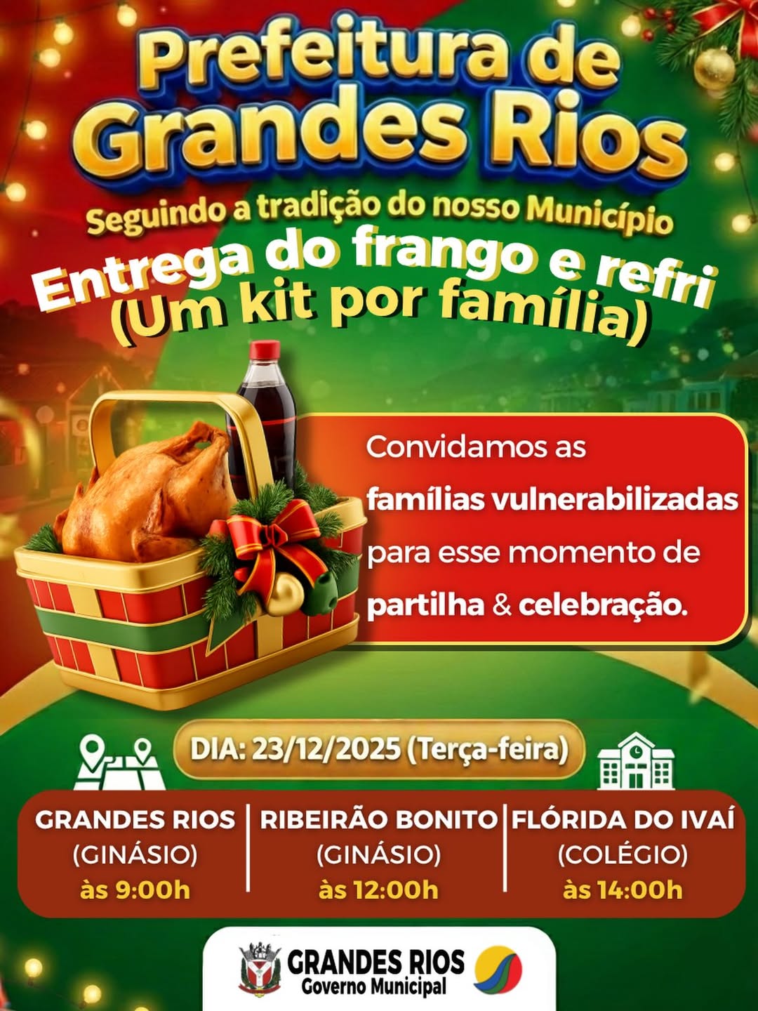 Entrega do Frango e Refrigerante – Um kit por família
