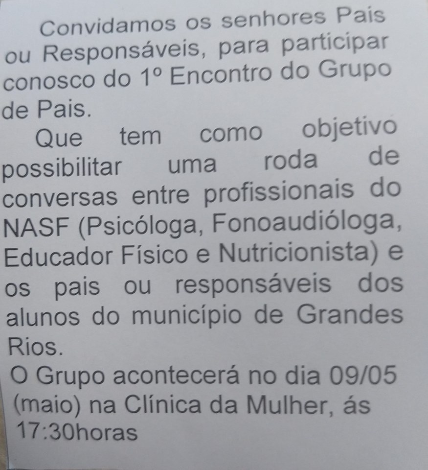 Segue o convite.. e no final terá um lanche pra todos os participantes