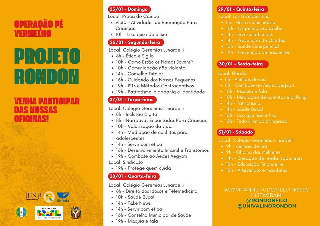 Venha conferir a programação dos próximos dias. Esperamos ansiosos por vocês!