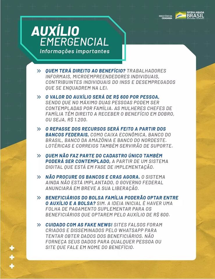 Auxílio emergencial: Informações importantes