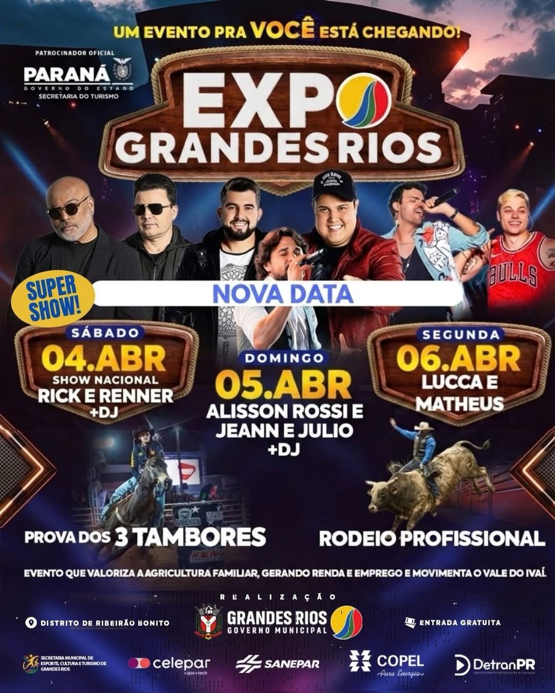 A Prefeitura Municipal de Grandes Rios convida toda a população e região para participar da Expo Grandes Rios, que chega com nova data!